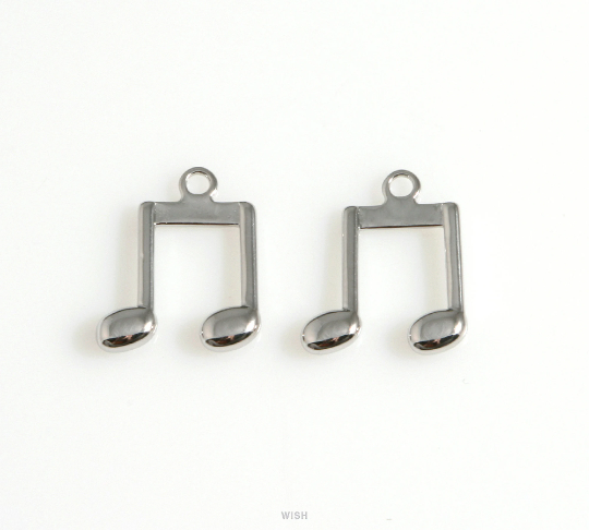Musical Note Charm in Rhodium, a Dotted Quarter Note Pendants / MRH-617-P
