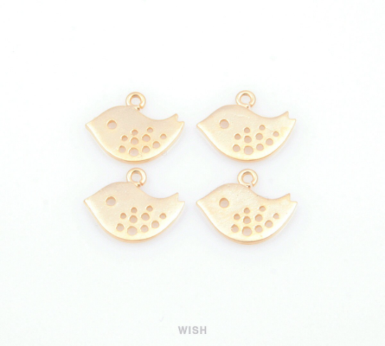 Small Sparrow Pendants in Matte Gold, Bird Charms / MMG-109-P (Small)