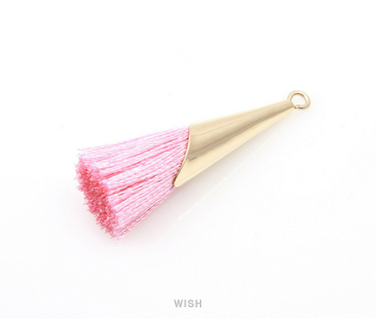 Pink Thread Tassel with Cone Cap in Gold/ TPKG-005-T