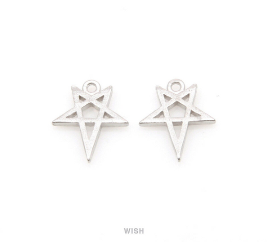 Star Pendants in Matt Rhodium, Dainty Star Charm / MRH-337-P