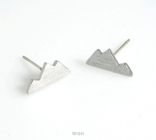Mountain Stud Earrings in Matte Rhodium, 3 Peak Mountain Ear Studs / MMRH-489-E