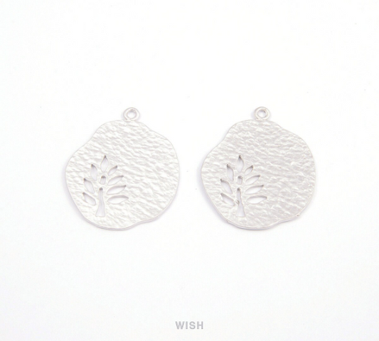 Tree in Pear Pendants in Matte Rhodium, Oak in Pear Charms / MMRH-083-P (Medium)