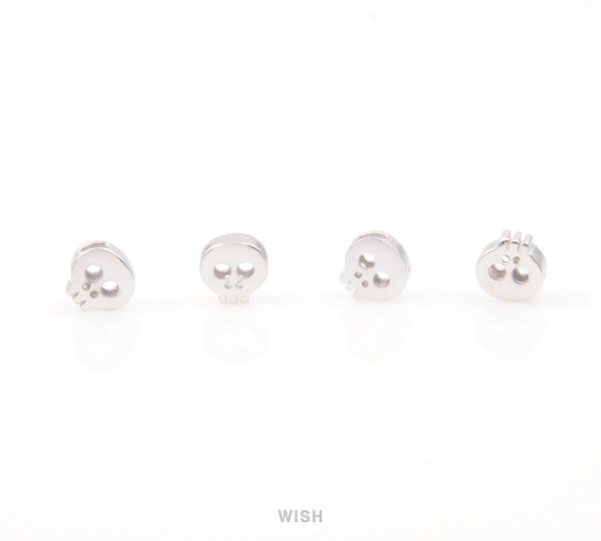 Small Skull in Matte Rhodium, Skull Beads / MMRH-038-B