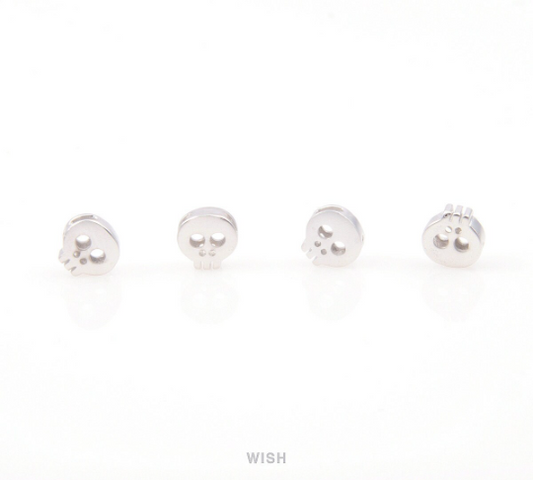 Small Skull in Matte Rhodium, Skull Beads / MMRH-038-B