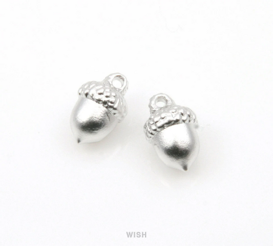 Acorn Pendant in Matte Rhodium, Acorn Charm / MMRH-245-P