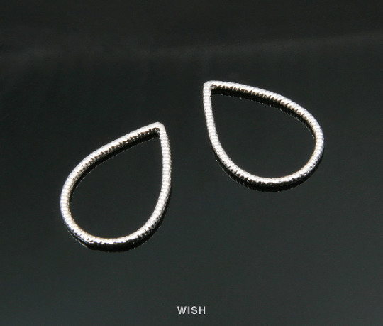 Teardrop Pendants in Rhodium, Teardrop Outline Charms / MRH-006-P (Small)