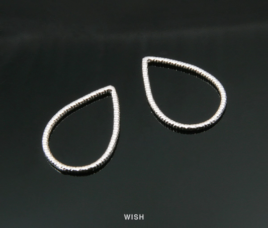 Teardrop Pendants in Rhodium, Teardrop Outline Charms / MRH-006-P (Small)