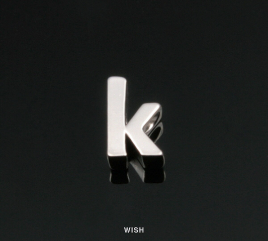 Lower Case Letter "k" in Matte Rhodium, Small Letter "k" / MMRH-002-B (k)