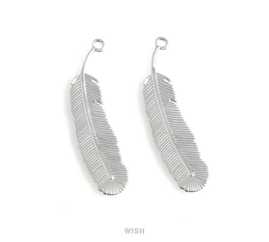 Feather Pendants in Matte Rhodium, Feather Charm /MMRH-525-P