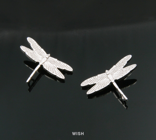Dragonfly Pendant in Matte Rhodium, Dragonfly Charm / MMRH-280-P