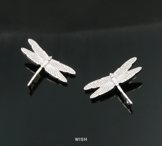 Dragonfly Pendant in Matte Rhodium, Dragonfly Charm / MMRH-280-P