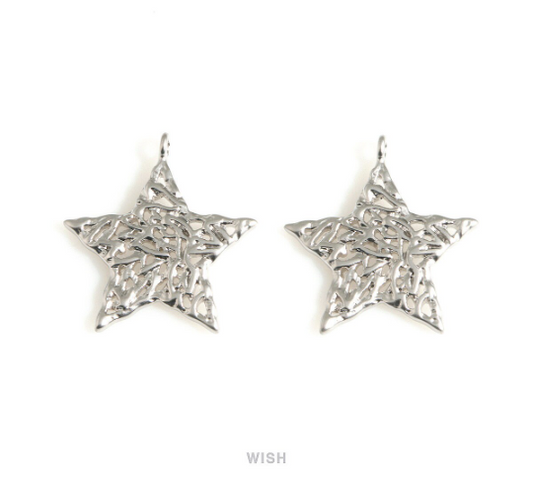 Mesh Star Pendants in Matte Rhodium, Large Star Charm / MMRH-703-P