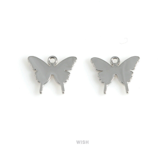 Butterfly Pendant in Rhodium, Silver Blank Butterfly Charm / MRH-541-P