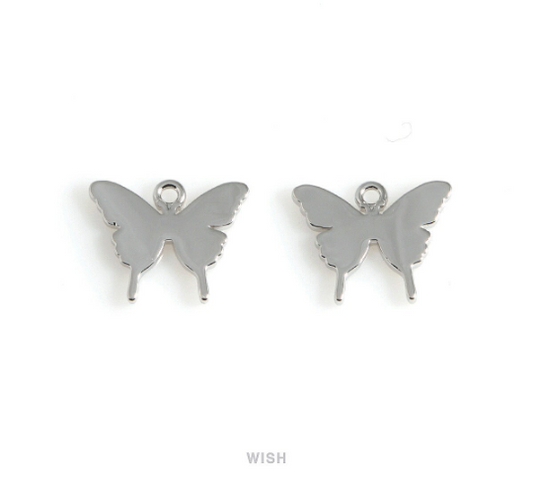 Butterfly Pendant in Rhodium, Silver Blank Butterfly Charm / MRH-541-P