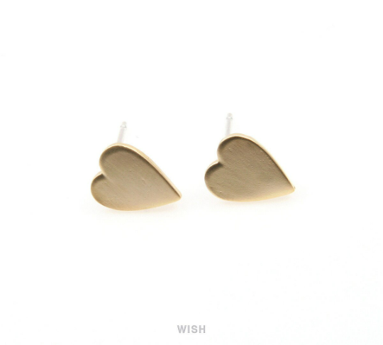 Heart Stud Earrings in Matte Gold, Heart studs/ MMG-272-E