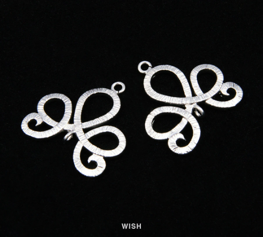 Lotus Connectors in Matte Rhodium, Lotus Emblem Charms / MMRH-115-P