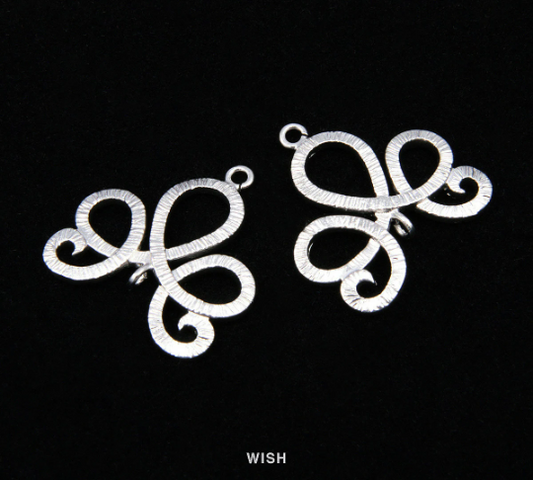 Lotus Connectors in Matte Rhodium, Lotus Emblem Charms / MMRH-115-P