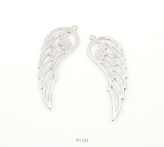 Angel Wing Pendants in Matte Rhodium, Angel Wing Charm / MMRH-192-P