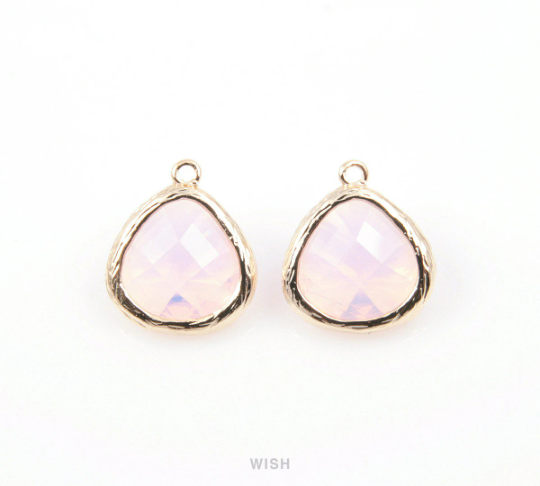 Violet Opal Faceted Glass Drop Charm in Gold, Violet Opal Charms / GVOG-036-P