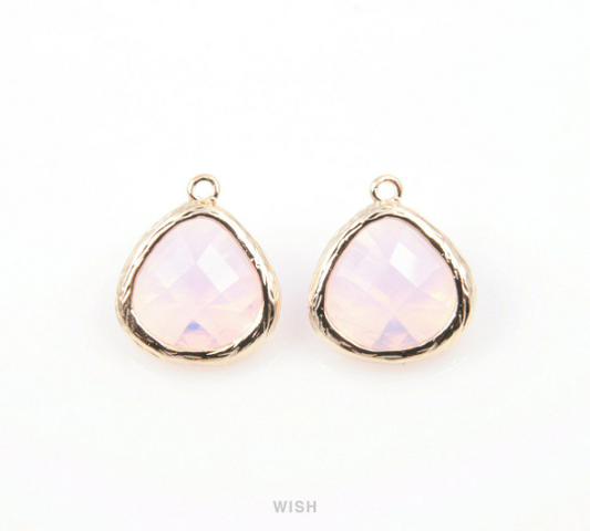 Violet Opal Faceted Glass Drop Charm in Gold, Violet Opal Charms / GVOG-036-P