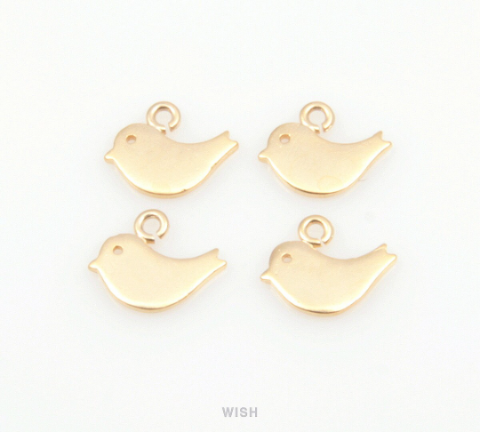 Small Bird Pendants in Matte Gold, Small Bird Charms / MMG-102-P