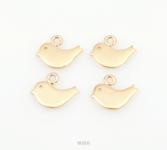 Small Bird Pendants in Matte Gold, Small Bird Charms / MMG-102-P