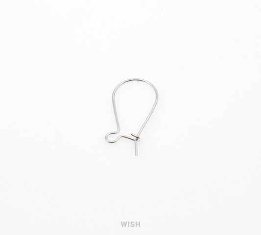 Small Kidney Hook in Rhodium, Kidney Hook Earrings / FRH-018-E (10pcs)