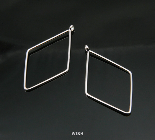 Open Diamond Wire Pendant in Rhodium, Open Diamond Charm / MRH-286-P