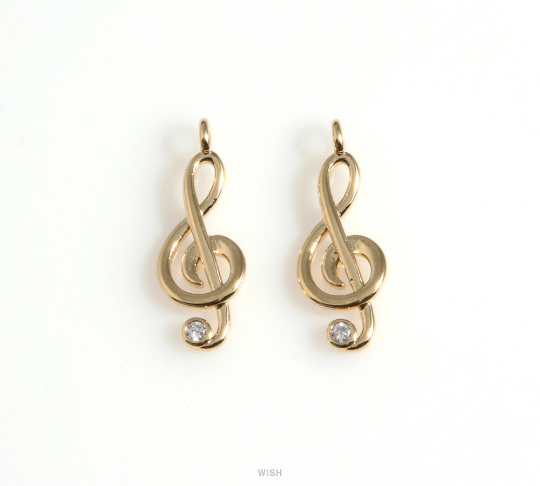 Treble Clef Charm in Gold, Treble Clef Pendants / MG-618-P