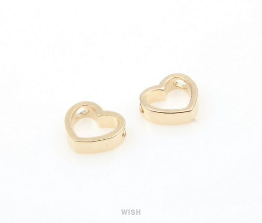 Open Heart Charm in Gold, Heart Outline Charm /MG-292-P