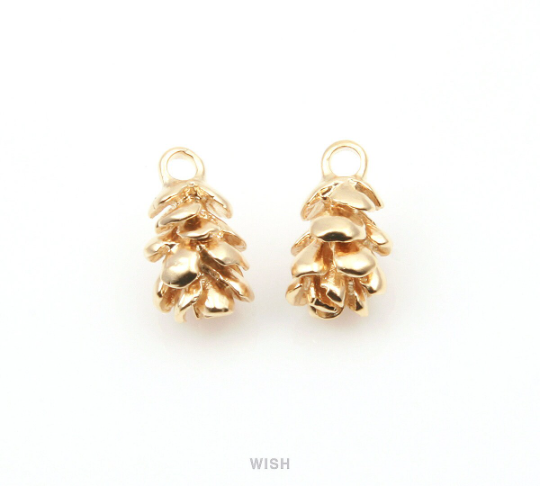 Pinecone Pendant in Matte Gold, Pine Cone Charm / MMG-246-P
