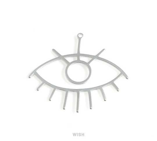 Evil Eye Pendant in Matte Rhodium, Evil Eye Charm/ MMRH-555-P