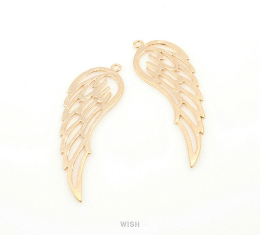 Angel Wing Pendants in Matte Gold, Angel Wing Charm / MMG-192-P