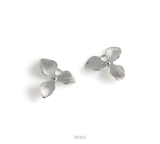 Orchid Flower Leaf Connectors in Matte Rhodium, Bottom Orchid Leaf / MMRH-071-C