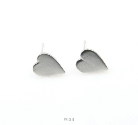 Heart Stud Earrings in Matte Rhodium, Heart studs/ MMRH-272-E