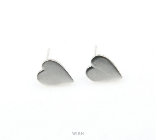 Heart Stud Earrings in Matte Rhodium, Heart studs/ MMRH-272-E