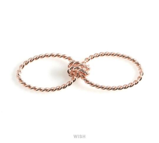 Triple Twisted Rings in Matte Rose Gold, Twisted Rings Charm / MMRG-465-P