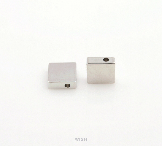 Square Rhodium Beads, Square Silver Beads / MRH-189-B