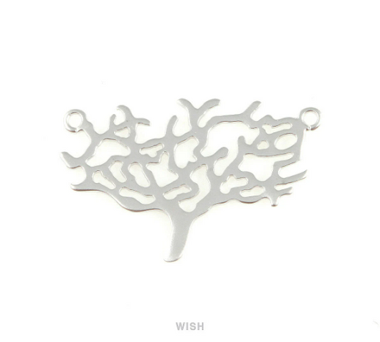 Tea Tree Pendant in Matte Rhodium, Tea Tree Charm /MMRH-204-P