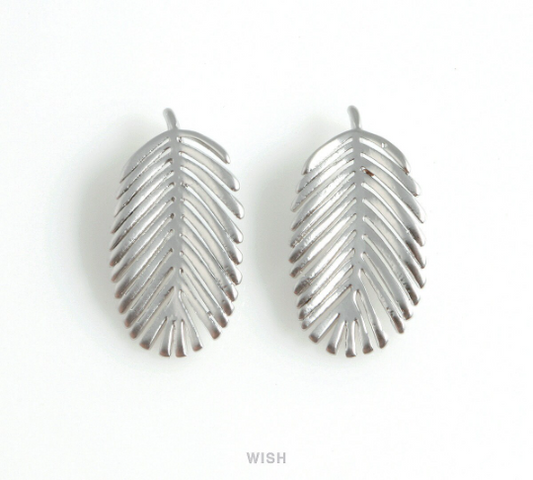 Banana Leaf Pendants in Matte Rhodium, Banana Leaf Charm / MMRH-434-P