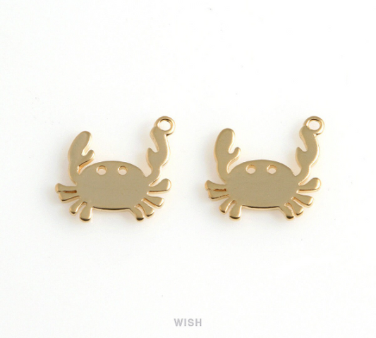 Crab Pendants in Matte Gold, Gold Crab Charm / MMG-491-P