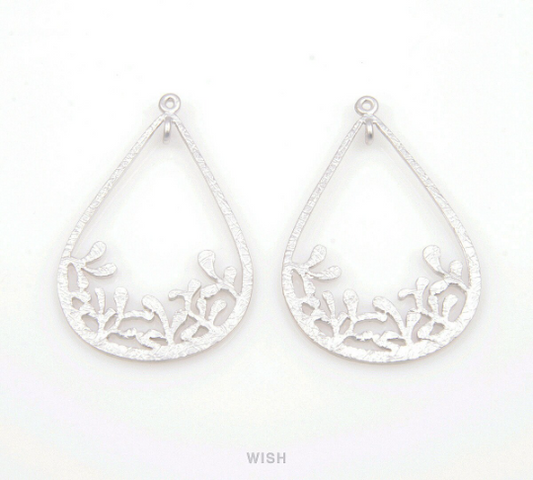 Buds in Teardrop Pendants in Matte Rhodium, Teardrop Charms / MMRH-088-P