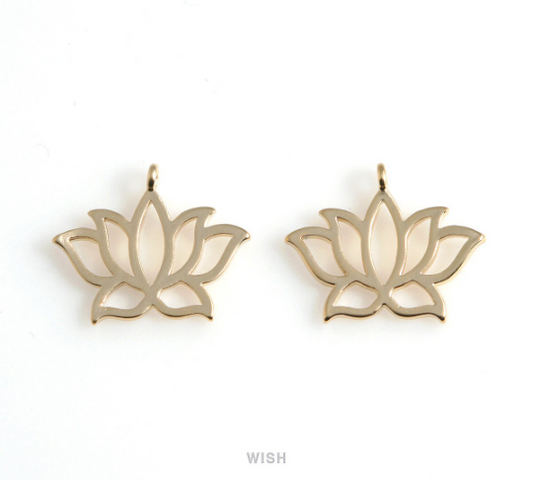 Lotus Flower Pendants in Matte Gold, Lotus Flower Outline Charm / MMG-502-P