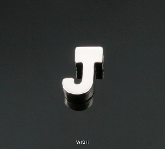 Upper Case Letter "J" in Matte Rhodium, Capital Letter "J" / MMRH-001-B (J)