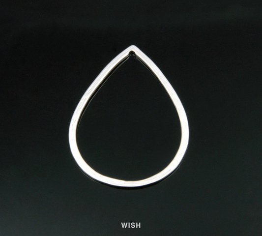 Open Teardrop Pendants in Matte Rhodium, Teardrop Outline Charms / MMRH-193-P