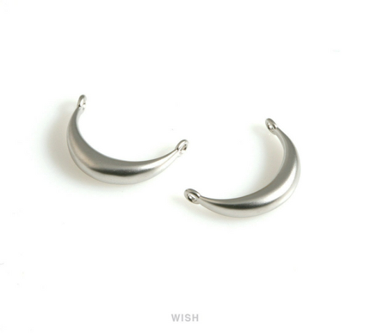 Crescent Pendants in Matte Rhodium, Crescent Horn Charms/ MMRH-660-P