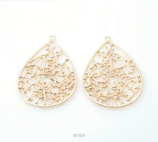 Teardrop Pendants in Matte Gold, Ball Pins in Teardrop Charms / MMG-177-P
