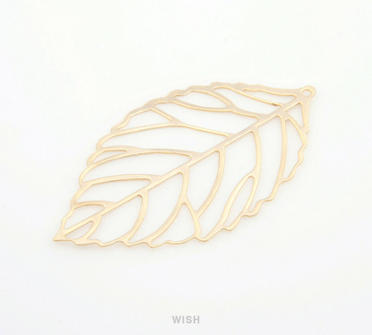 Leaves Outline Pendants in Matte Gold, Large Leaves Charm / MMG-182-P3 (Large)