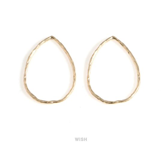 Hammered Teardrop Pendant in Matte Gold, Hammered Drop Charm / MMG-643-P