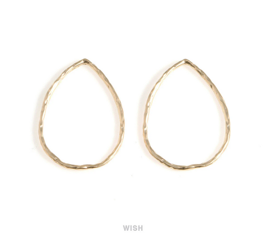 Hammered Teardrop Pendant in Matte Gold, Hammered Drop Charm / MMG-643-P